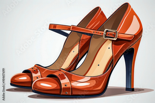 Stylish red high heels with a glossy finish