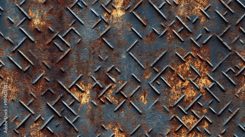 The weathered metal mesh photo