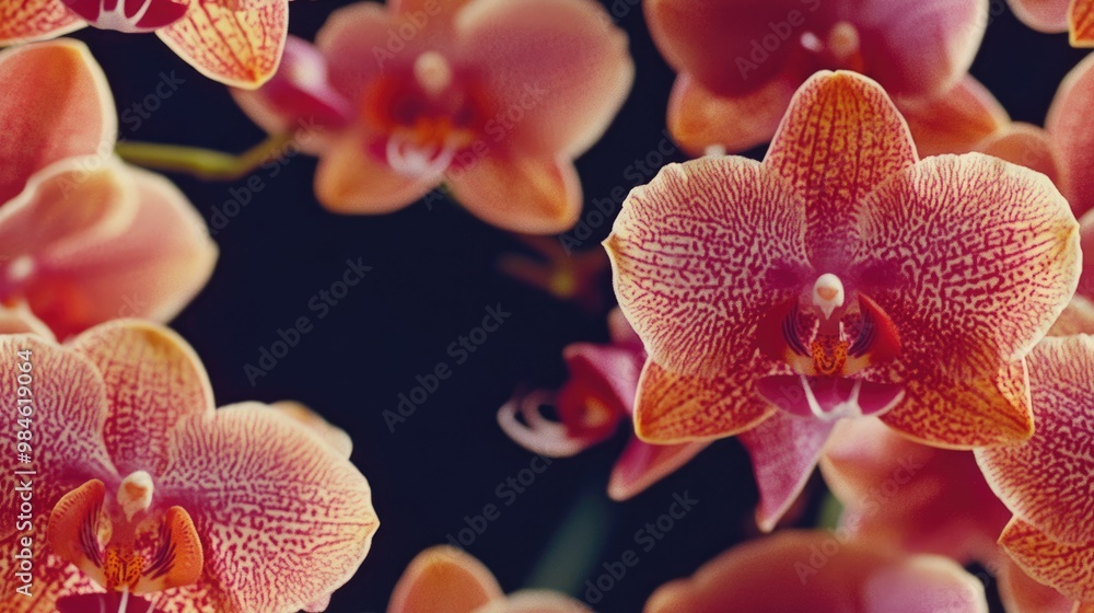 Close up of a Phalaenopsis Aphrodite orchid against a dark background Close up of a Phalaenopsis Aphrodite orchid against a dark background