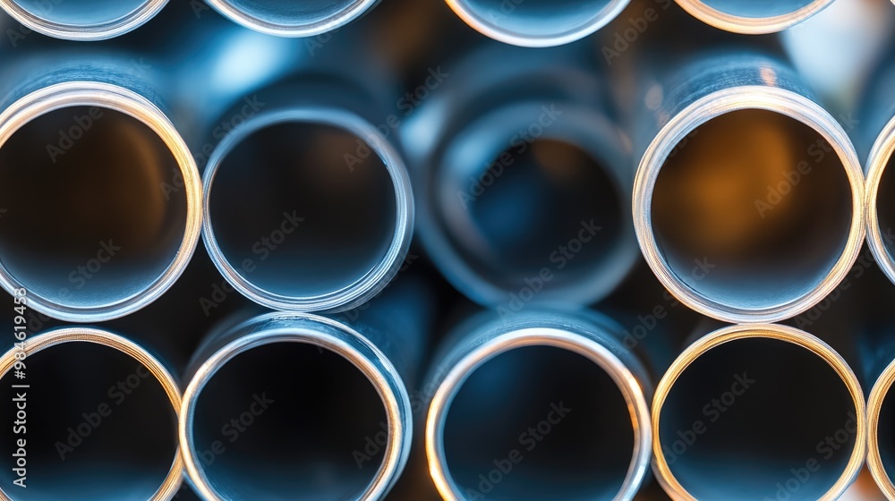 New silver zinc pipes stacked together to assist in construction support New silver zinc pipes stacked together to assist in construction support