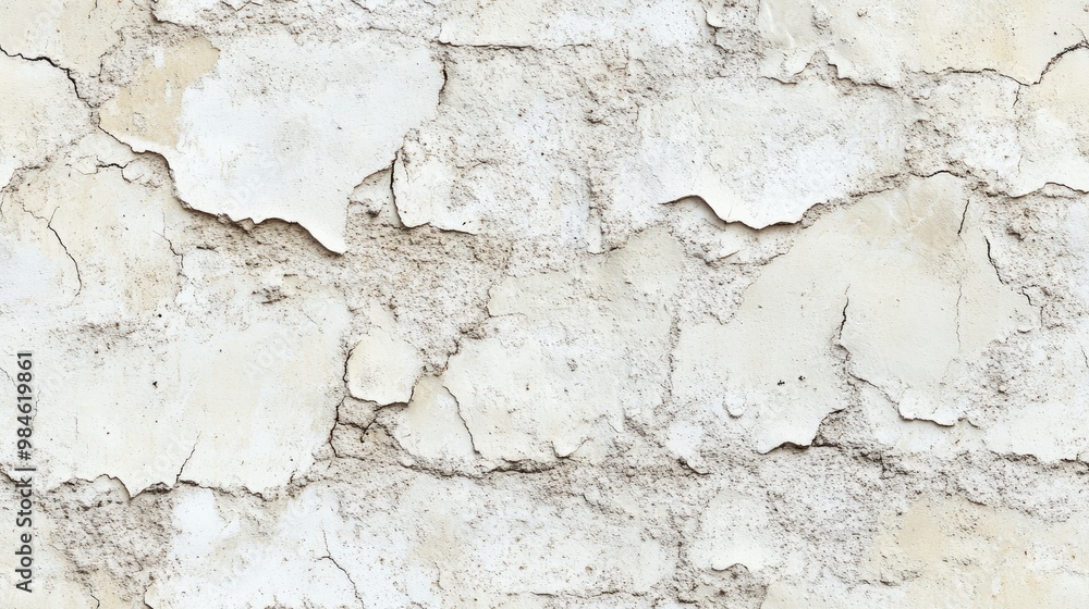 Obraz premium White cement texture featuring stone concrete and rock plastered stucco wall painted in a flat fade with a pastel grey solid floor grain Rough top with an empty brushed print in beige showcasing s