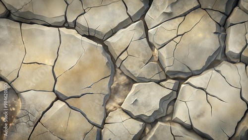 Close-up of cracked dry soil texture in natural light with a detailed surface