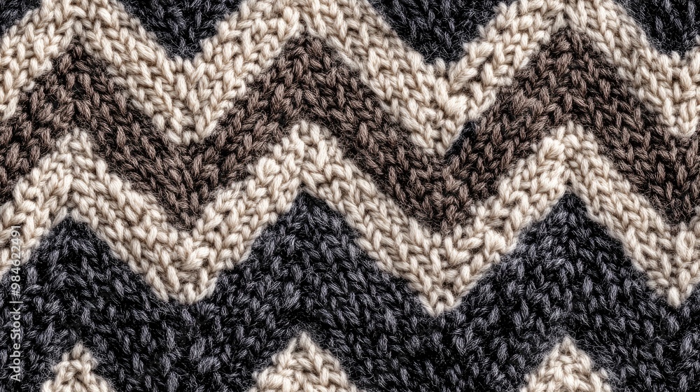 Zigzag Knitted Sweater Fabric Pattern with Textured Background for Handmade Woolen Clothing Fashion Border Textile Weaving Frame Design Zigzag Knitted Sweater Fabric Pattern with Textured Background for Handmade Woolen Clothing Fashion Border Textile Weaving Frame Design