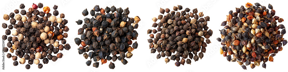 Grains of paradise - Peppery and slightly citrusy used in West African cuisine Isolated on Clear White Background Highly Detailed Grains of paradise - Peppery and slightly citrusy used in West African cuisine Isolated on Clear White Background Highly Detailed