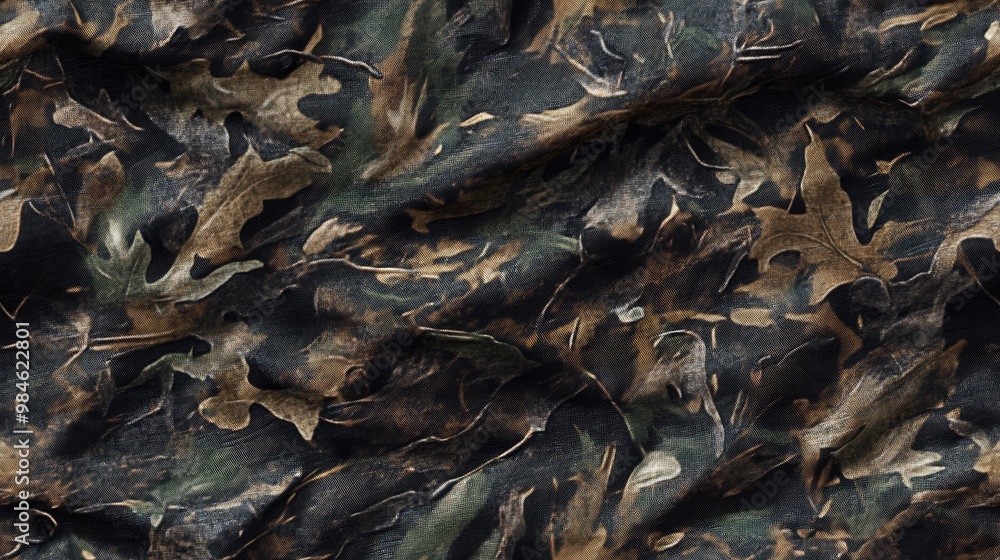 Camouflage pattern fabric designed for military and hunting applications Camouflage pattern fabric designed for military and hunting applications