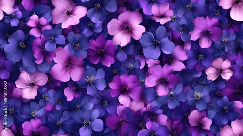 Violet purple and magenta flower illustration seamless pattern