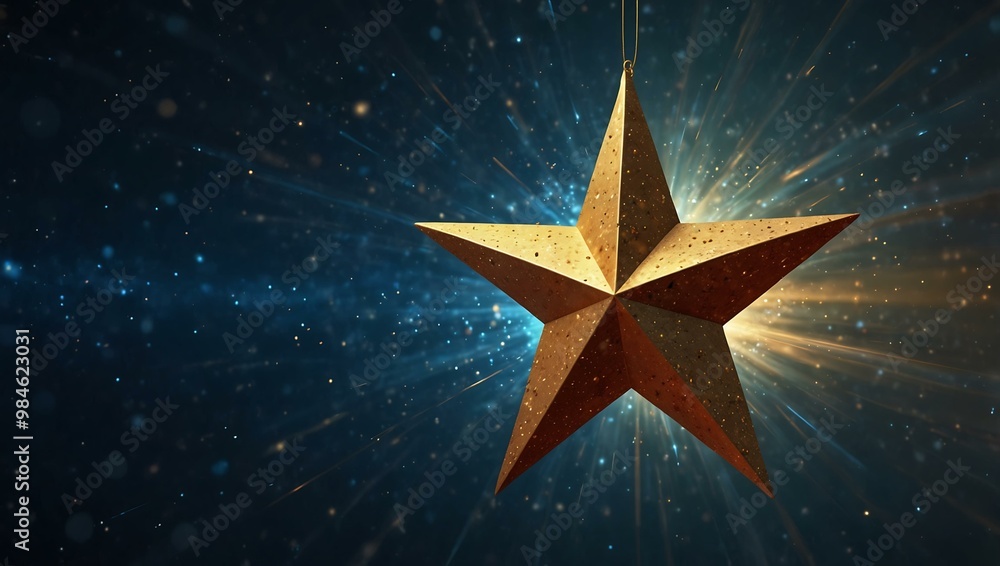 Rotating 3D Star on Shimmering Background Rotating 3D Star on Shimmering Background