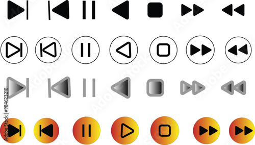 Art & IllustratioPlay Button Icons  Multi Seriesn