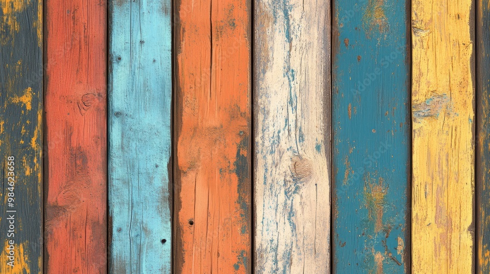 Colorful seamless texture of aged wooden planks ideal for backgrounds Colorful seamless texture of aged wooden planks ideal for backgrounds