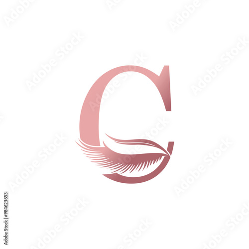 Eyelash logo design icon with letter concept A-Z