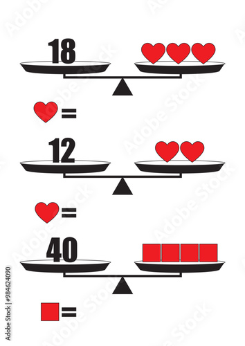 Pan Balance Worksheet For Kids. Vector Design on White Background