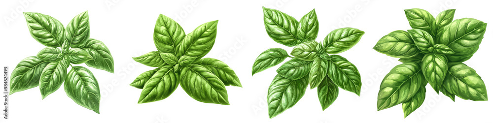 Basil - Aromatic herb Isolated on Clear White Background Highly Detailed Basil - Aromatic herb Isolated on Clear White Background Highly Detailed
