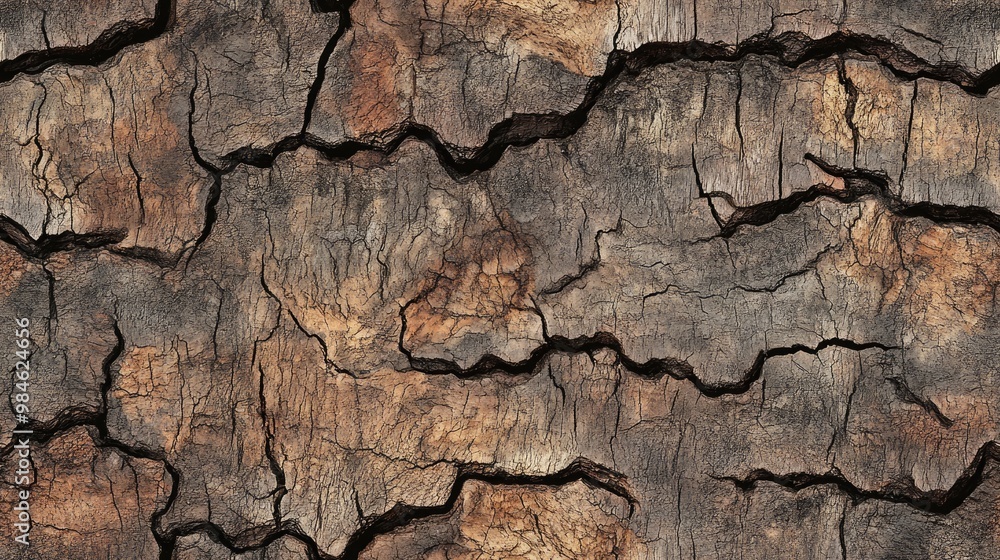 Seamless wood background featuring tree bark texture Detailed texture of tree bark with visible cracking patterns Seamless wood background featuring tree bark texture Detailed texture of tree bark with visible cracking patterns