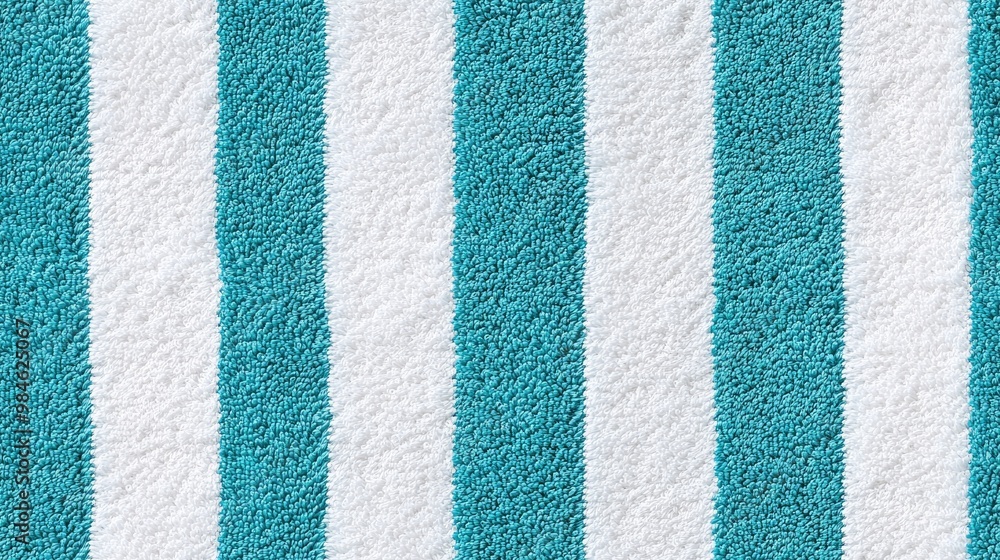 Fototapeta premium Turquoise and white striped towel cloth texture