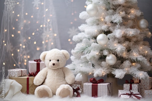 A Teddy Bear Christmas Winter Wonderland, Toys and Christmas Tree
