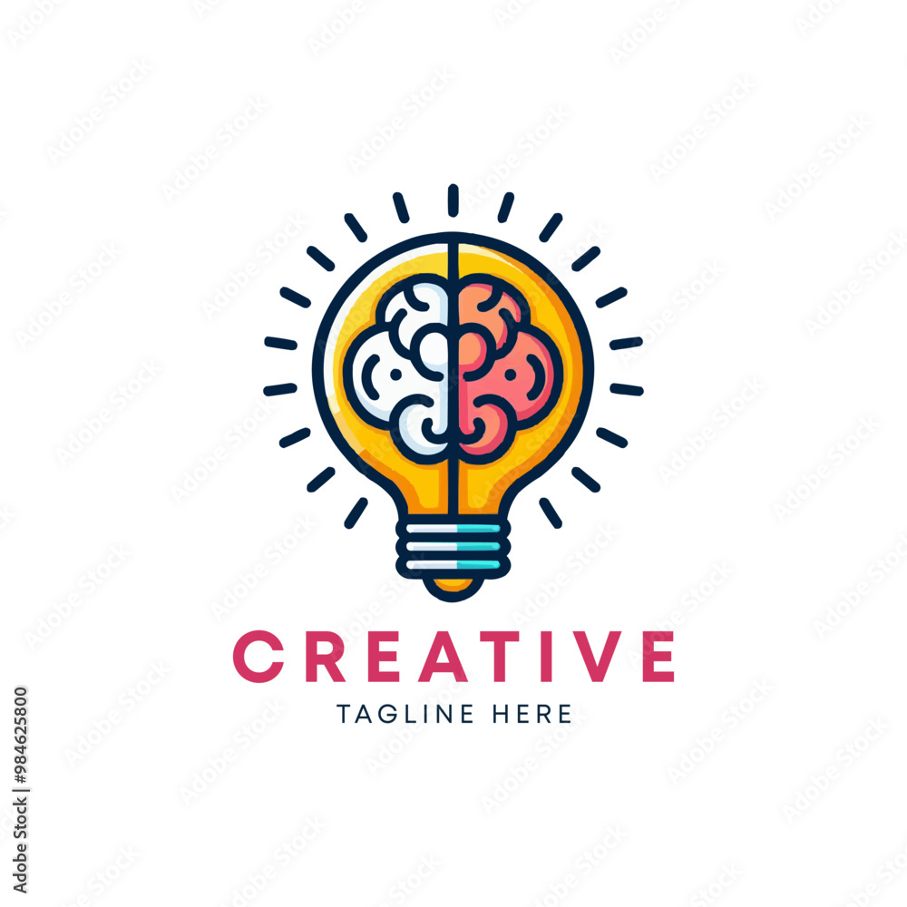 creative bulb logo design with line art style. colorful Bulb and brain logo design concept creative bulb logo design with line art style. colorful Bulb and brain logo design concept
