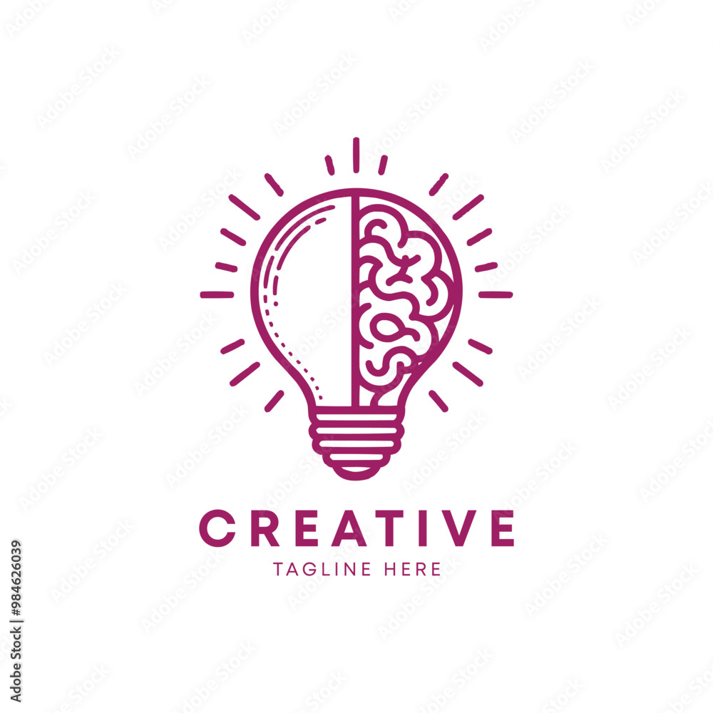 creative bulb logo design with line art style. colorful Bulb and brain logo design concept creative bulb logo design with line art style. colorful Bulb and brain logo design concept