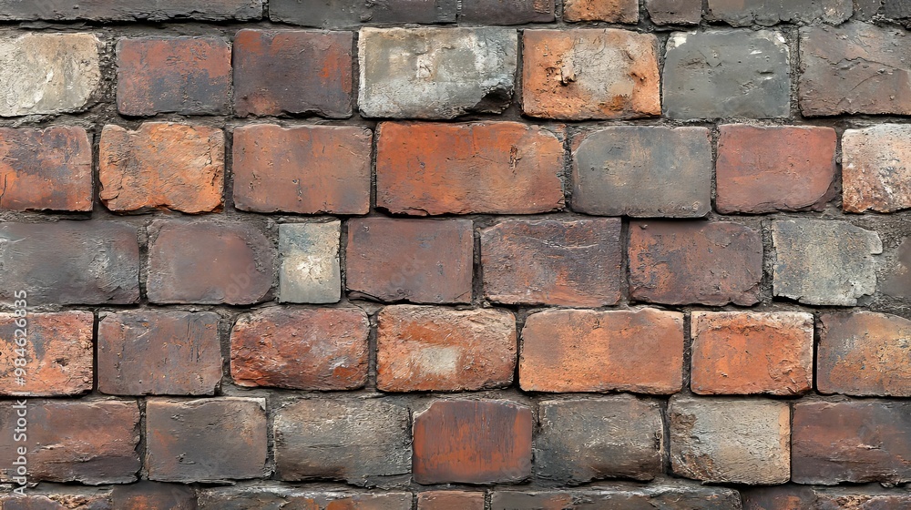 Weathered Brick Wall with Irregular Mortar Joints Weathered Brick Wall with Irregular Mortar Joints