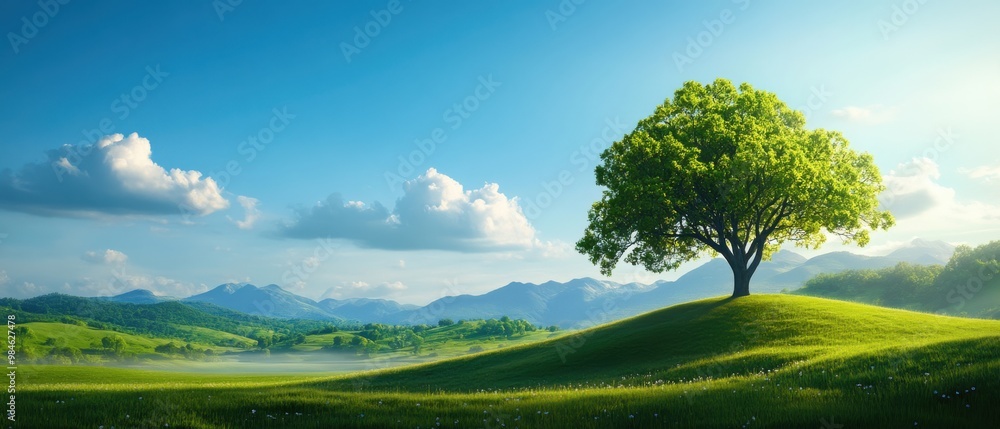 Peaceful Tree in a Serene Landscape Peaceful Tree in a Serene Landscape
