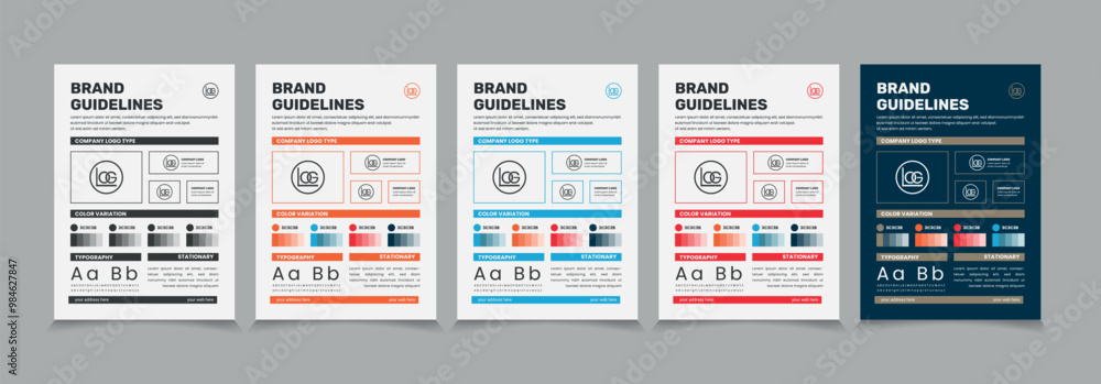 A4 Brand Guidelines Poster Layout Set, Simple style and modern Brand Guidelines, Brand identity Template. A4 Brand Guidelines Poster Layout Set, Simple style and modern Brand Guidelines, Brand identity Template.