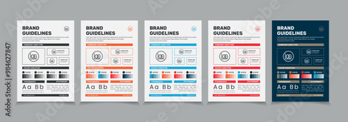A4 Brand Guidelines Poster Layout Set, Simple style and modern Brand Guidelines, Brand identity Template.