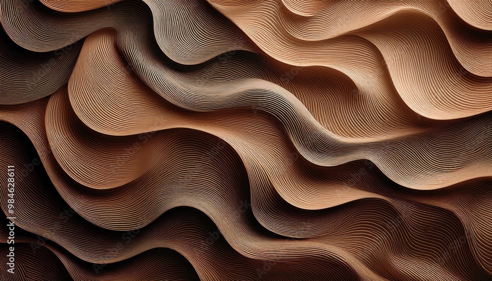 Obraz premium Monochromatic Waves of Contoured Lines: Abstract Flow of Rippling Curves in Layered Black and White Pattern, Evoking Movement and Depth with Intricate Textures and Organic, Undulating Shapes