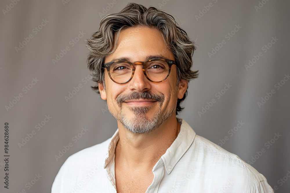 Stylish Middle-Aged Man in Modern Casual Attire, Radiating Confidence and Charisma, Ideal for Professional and Lifestyle Photography in a Studio Setting Stylish Middle-Aged Man in Modern Casual Attire, Radiating Confidence and Charisma, Ideal for Professional and Lifestyle Photography in a Studio Setting