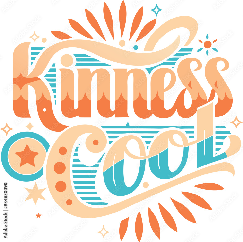 Naklejka premium Message t shirt design lettering style “kindness and cool”. Generative AI.