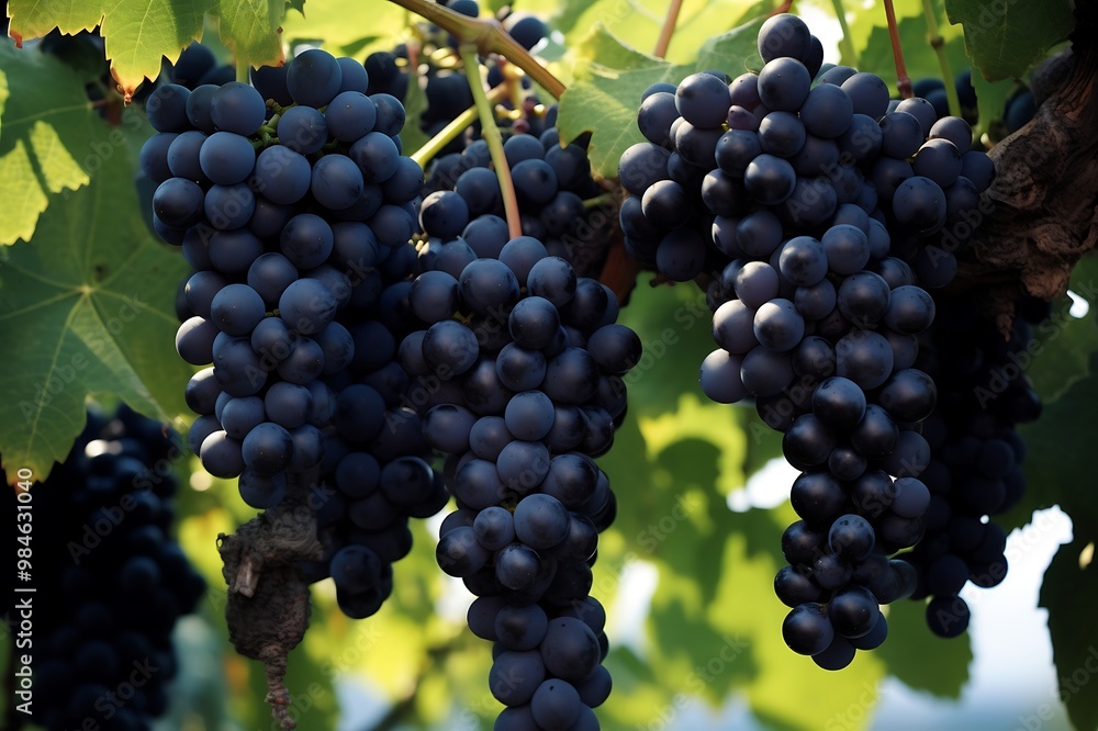 Black grapes on a tree in the orchard. Fresh Black grapes fruits Black grapes on a tree in the orchard. Fresh Black grapes fruits