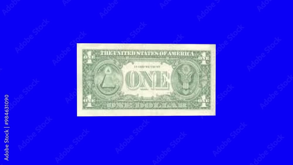 3D rendering of a one dollar bill floating in a blue background 3D rendering of a one dollar bill floating in a blue background
