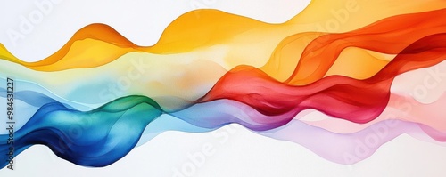 Bold splashes of rainbow hues, fluid motion, expressive energy, watercolor technique