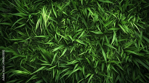 Lush Green Grass Blades Interwoven in a Natural Setting