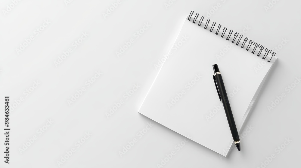 Minimalist Workspace with Blank Notebook and Pen Minimalist Workspace with Blank Notebook and Pen