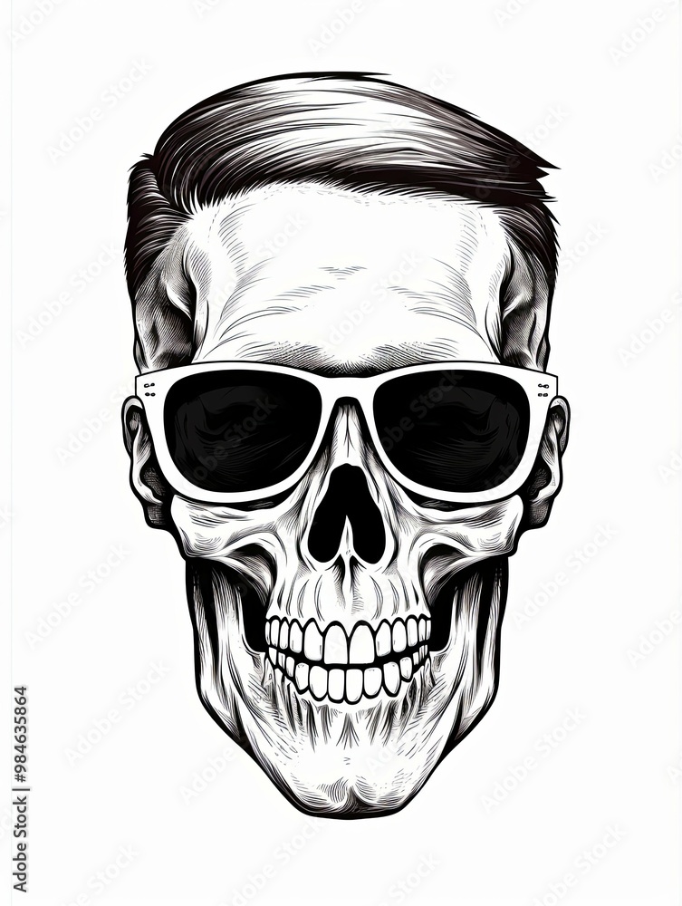 A Skull with Sunglasses and Combed Hair A Skull with Sunglasses and Combed Hair