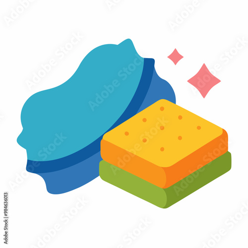 Cleaning Cloths and Sponges Vector Illustration on White Background for SVG and Cricut