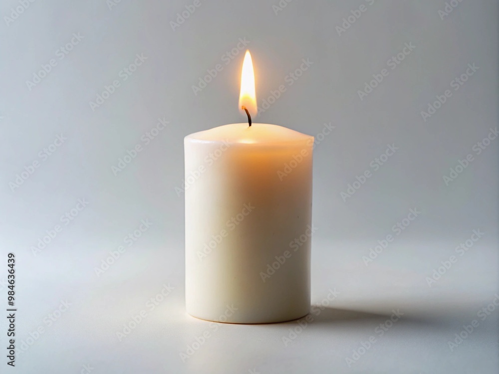 Minimalistic Photograph of a Lit White Candle with Soft Glow Lighting Minimalistic Photograph of a Lit White Candle with Soft Glow Lighting