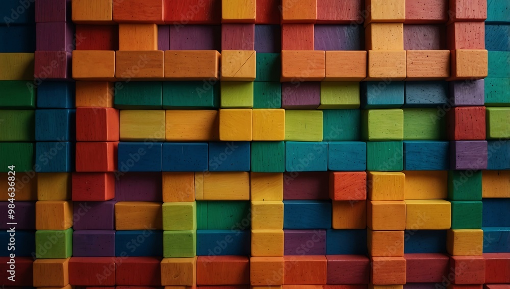 Vibrant abstract pattern of colorful wooden blocks. Vibrant abstract pattern of colorful wooden blocks.