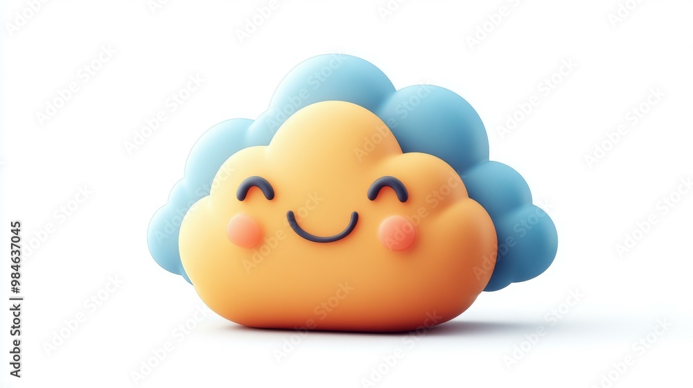 A cute, cheerful cartoon cloud with a smiling face on a white background, ideal for children's content, weather apps, or playful design projects, A cute, cheerful cartoon cloud with a smiling face on a white background, ideal for children's content, weather apps, or playful design projects,