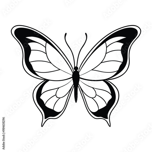 Black butterfly vector design. Line art