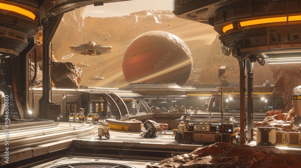 Futuristic Space Station on a Red Planet Futuristic Space Station on a Red Planet