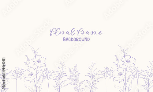 Sweet pastel floral frame border template for poster and banner background