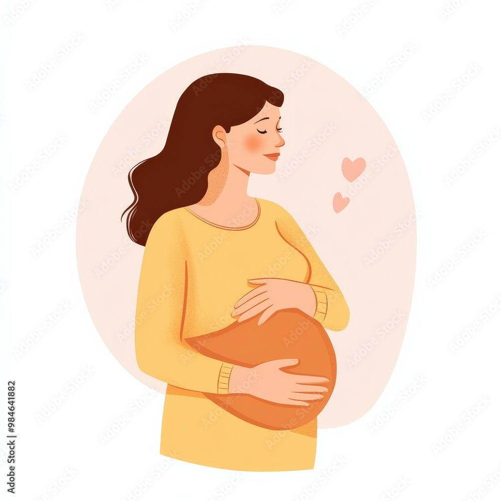 A pregnant woman smiling as she lovingly touches her belly, engaging in an intimate connection with her baby. The soft background enhances the warmth of the moment A pregnant woman smiling as she lovingly touches her belly, engaging in an intimate connection with her baby. The soft background enhances the warmth of the moment