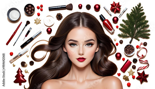  brunette althy hair holiday long girl makeup hair woman girl brunette straight jewellery healthy long holiday make-up fashion young beautiful make-up coiffure beauty black cosmetic dark face