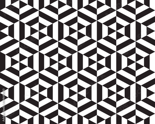 Geometric black hexagon pattern, seamless background	