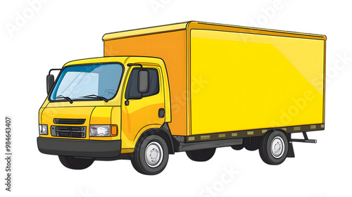 Yellow Delivery Truck Cartoon Illustration