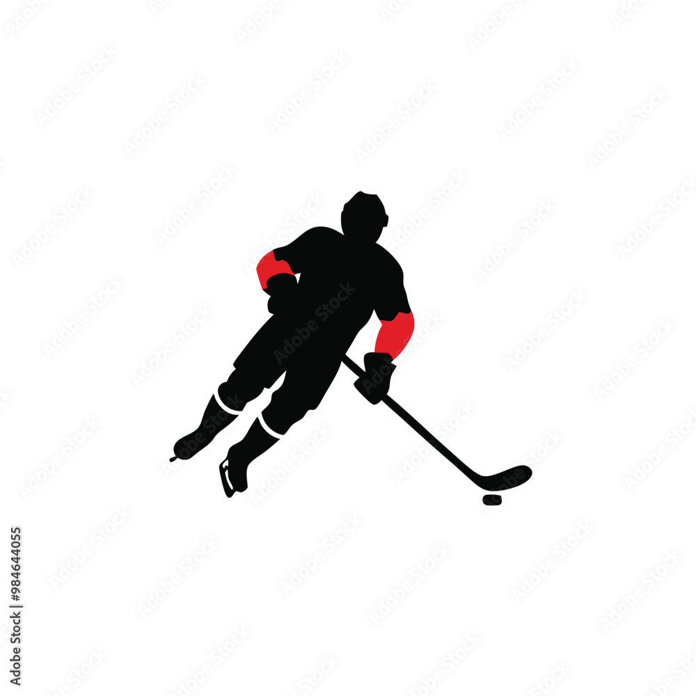 a hockey player silhouette, vector illustration, on the white background, a hockey player silhouette, vector illustration, on the white background,