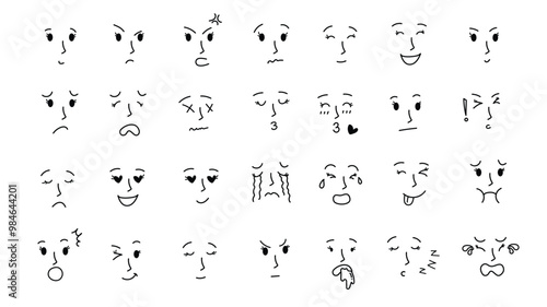 Emoticons woman faces collection flat style. Happy happy, smile, neutral, sad and angry. design element for your object, various expressions
