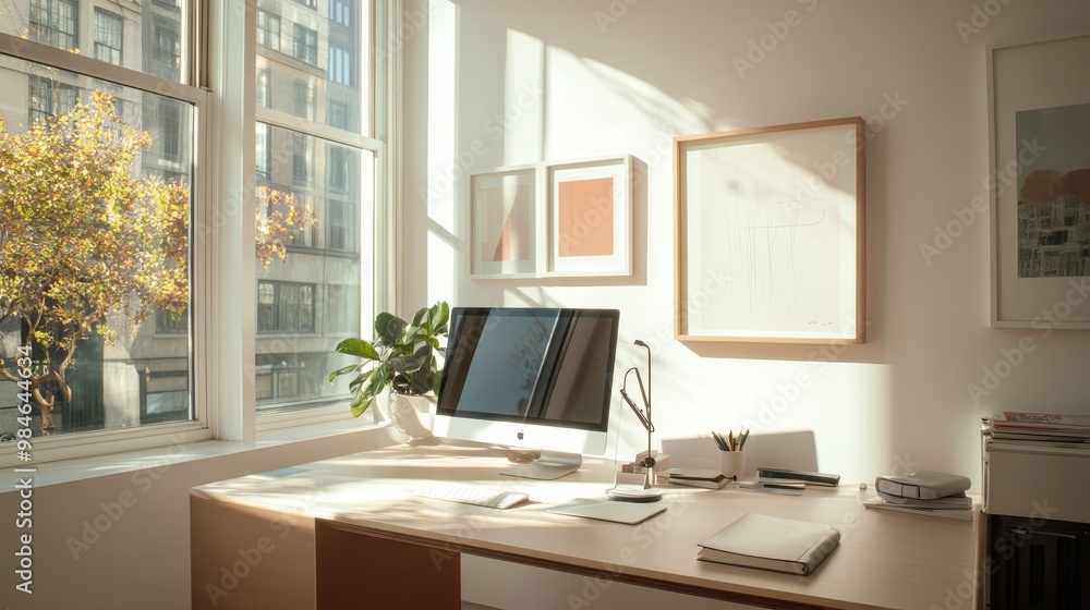 Cozy Home Office with Natural Light and Modern Decor Cozy Home Office with Natural Light and Modern Decor