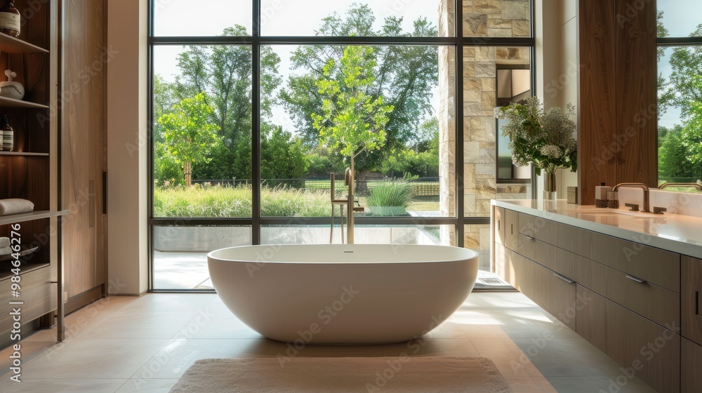 Fototapeta premium Modern Bathroom with Large Window