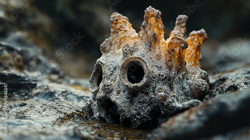 Close-up of a Weathered Rock Formation in Nature